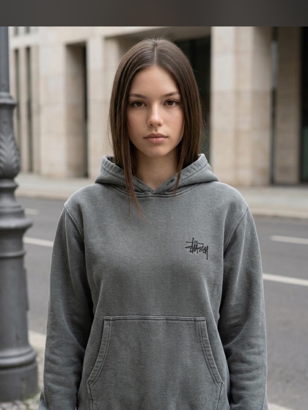 Stüssy Garment Dyed Pigment Hoodie in Charcoal Grey size medium #stussy